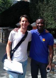 Jason Arthur and Natan Doron campaigning in Crouch End, July 2013